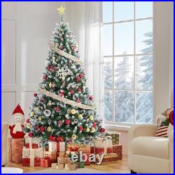 6FT Pre-Lit Christmas Tree with Pine Cones, 250 LEDs & Stand Holiday Decor