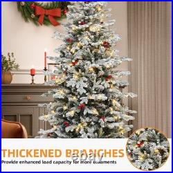 6FT Pre-Lit Flocked Arctic Fir Pencil Christmas Tree 150 Light Home Office Decor