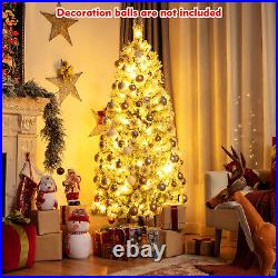 6FT Pre-Lit Hinged Christmas Tree Snow Flocked with9 Modes Remote Control Lights