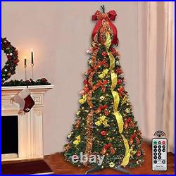 6FT Prelit Pull Up Artificial Christmas Tree with Lights Decorations Remote