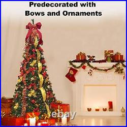 6FT Prelit Pull Up Artificial Christmas Tree with Lights Decorations Remote