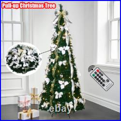 6FT Pull up Christmas Tree for Xmas Holiday Decoration Pop Up Tree with 200 Lights