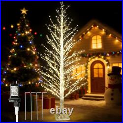 6FT White Lighted Birch Tree 1300Leds Warm White Lights, Xmas Twinkle Tree with 6FT White Lighted Birch Tree 1300Leds Warm White Lights, Xmas Twinkle Tree with