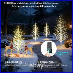 6FT White Lighted Birch Tree 1300Leds Warm White Lights, Xmas Twinkle Tree with