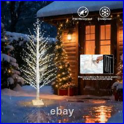 6FT White Lighted Birch Tree 1300Leds Warm White Lights, Xmas Twinkle Tree with
