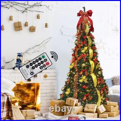 6Ft/6.5Ft Pre-lit Pull Up Christmas Tree with Remote & 200 LED Lights Xmas Trees