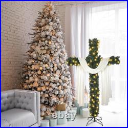 6Ft Artificial Christmas Cross Tree with Lights & Silk Scarf for Decor