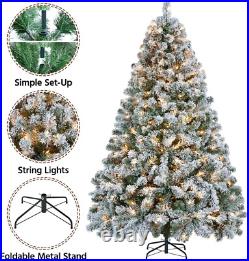 6Ft Pre-Lit Artificial Christmas Tree with Incandescent Warm White Lights, Snow