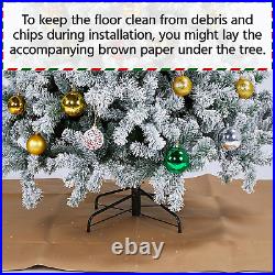 6Ft Pre-Lit Artificial Christmas Tree with Incandescent Warm White Lights, Snow