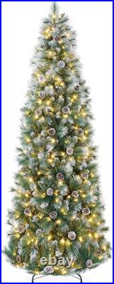 6Ft Pre-Lit Slim Christmas Tree with Multicolor LED Lights and Foldable Stand