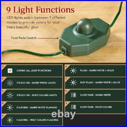 6Ft Pre-Lit Slim Christmas Tree with Multicolor LED Lights and Foldable Stand