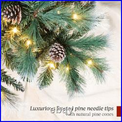6Ft Pre-Lit Slim Christmas Tree with Multicolor LED Lights and Foldable Stand