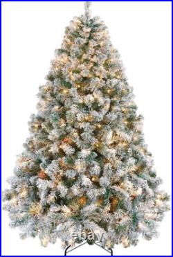 6Ft Pre-Lit Snow Flocked Artificial Christmas Tree, 250 Lights