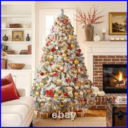 6Ft Pre-Lit Snow Flocked Artificial Christmas Tree, 250 Lights