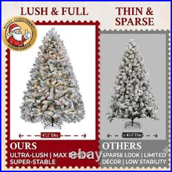 6Ft Pre-Lit Snow Flocked Artificial Christmas Tree, 250 Lights