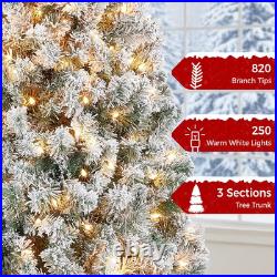 6Ft Pre-Lit Snow Flocked Artificial Christmas Tree, 250 Lights 6Ft Pre-Lit Snow Flocked Artificial Christmas Tree, 250 Lights
