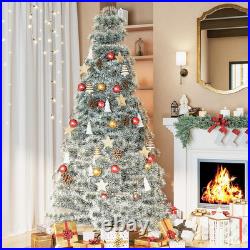 6Ft Pre-Lit Snow Flocked Christmas Tree with 250 Lights & Hinged Design