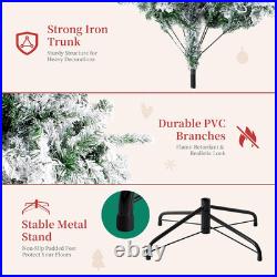 6Ft Pre-Lit Snow Flocked Christmas Tree with 250 Lights & Hinged Design