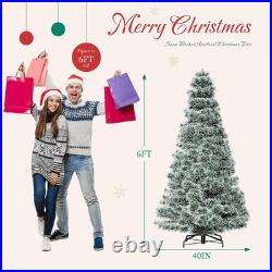 6Ft Pre-Lit Snow Flocked Christmas Tree with 250 Lights & Hinged Design 6Ft Pre-Lit Snow Flocked Christmas Tree with 250 Lights & Hinged Design
