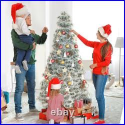 6Ft Pre-Lit Snow Flocked Christmas Tree with 250 Lights & Hinged Design