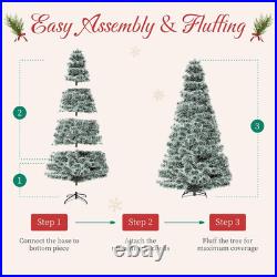 6Ft Pre-Lit Snow Flocked Christmas Tree with 250 Lights & Hinged Design