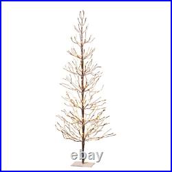 6Ft Pre-Lit Snowy Brown Twig Christmas Tree Holiday Decor with 296 Clear Lights