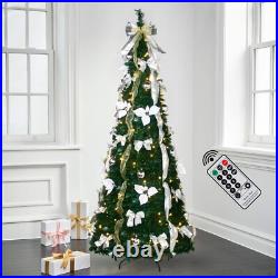 6Ft Pre-lit Pull Up Christmas Tree with Remote Fully Decorated with 200 LED Lights