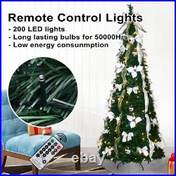 6Ft Pre-lit Pull Up Christmas Tree with Remote Fully Decorated with 200 LED Lights