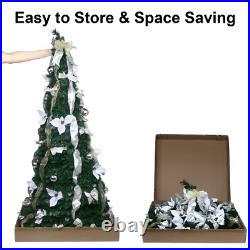 6Ft Pre-lit Pull Up Christmas Tree with Remote Fully Decorated with 200 LED Lights