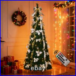 6Ft Pre-lit Pull Up Christmas Tree with Remote Fully Decorated with 200 LED Lights