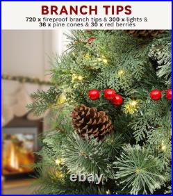 6Ft Prelit Carol Pine Christmas Tree with 300 LED Lights & Remote Control