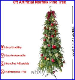 6Ft Prelit Norfolk Christmas Tree with 150 Warm White LED Lights & Metal Stand