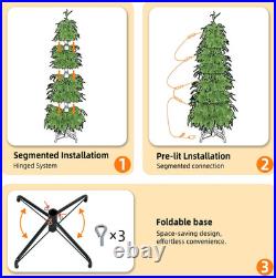 6Ft Prelit Norfolk Christmas Tree with 150 Warm White LED Lights & Metal Stand