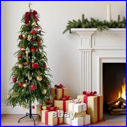 6Ft Prelit Norfolk Christmas Tree with 150 Warm White LED Lights & Metal Stand