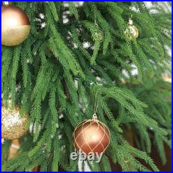 6Ft Prelit Norfolk Christmas Tree with 150 Warm White LED Lights & Metal Stand