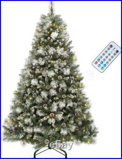 6Ft Prelit Scotch Pine Christmas Tree with Remote, Frosted & Color-Changing Ligh