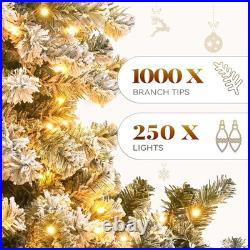 6Ft Prelit Snow Flocked Artificial Christmas Tree 250 Lights Remote 11 Modes