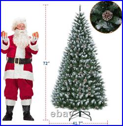 6Ft Waterproof Flocked Christmas Tree with Lights, Automatic Setup for Indoor/Ou