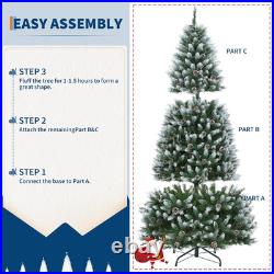 6Ft Waterproof Flocked Christmas Tree with Lights, Automatic Setup for Indoor/Ou