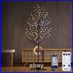 6.5FT LED Lighted Cherry Blossom Tree, 208 LED Warm White to Multicolor, Timer a