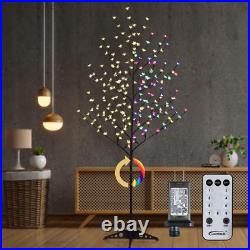 6.5FT LED Lighted Cherry Blossom Tree, 208 LED Warm White to Multicolor, Timer a