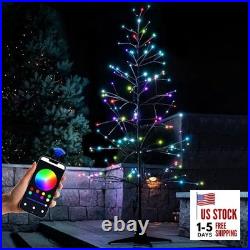 6.5FT LED Pre-Lit Artificial Tree Rotating Bare Christmas Tree With Samrt LED