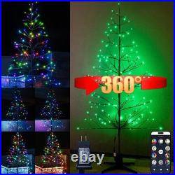 6.5FT LED Pre-Lit Artificial Tree Rotating Bare Christmas Tree With Samrt LED