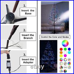 6.5FT LED Pre-Lit Artificial Tree Rotating Bare Christmas Tree With Samrt LED