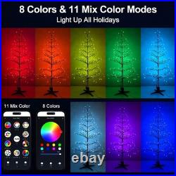 6.5FT LED Pre-Lit Artificial Tree Rotating Bare Christmas Tree With Samrt LED