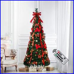 6.5FT Prelit Pop Up Christmas Tree withLights&Remote Fully Pre-Decorated Xmas Tree 6.5FT Prelit Pop Up Christmas Tree withLights&Remote Fully Pre-Decorated Xmas Tree