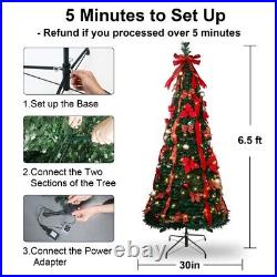 6.5FT Prelit Pop Up Christmas Tree withLights&Remote Fully Pre-Decorated Xmas Tree 6.5FT Prelit Pop Up Christmas Tree withLights&Remote Fully Pre-Decorated Xmas Tree