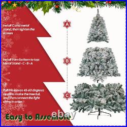6.5/7.5ft Christmas Tree Artificial Snow Flocked Holiday Decor fr Indoor Outdoor