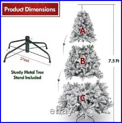 6.5/7.5ft Pre-lit Christmas Tree Artificial Snow Flocked for Home Holiday Decor