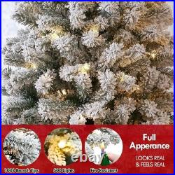 6.5/7.5ft Pre-lit Christmas Tree Artificial Snow Flocked for Home Holiday Decor